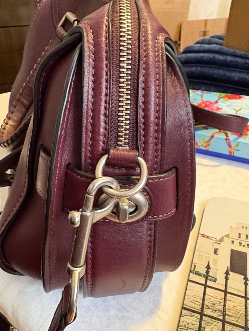 Coach Ace glove tanned leather Satchel Oxblood with Braided Handles.